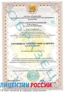 Образец сертификата соответствия аудитора №ST.RU.EXP.00014299-1 Сыктывкар Сертификат ISO 14001